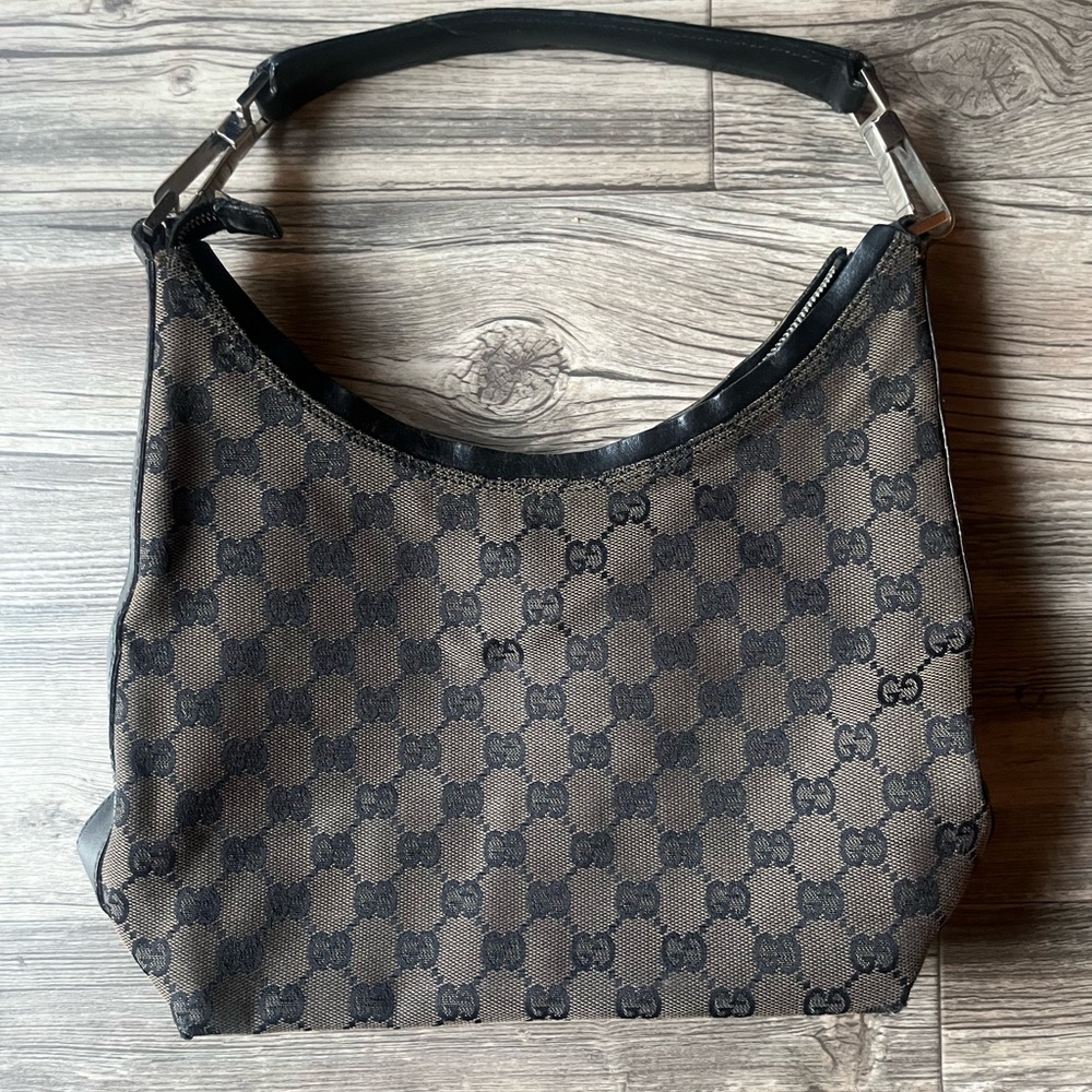 Gucci Brown and Black GG Canvas Shoulder Bag
